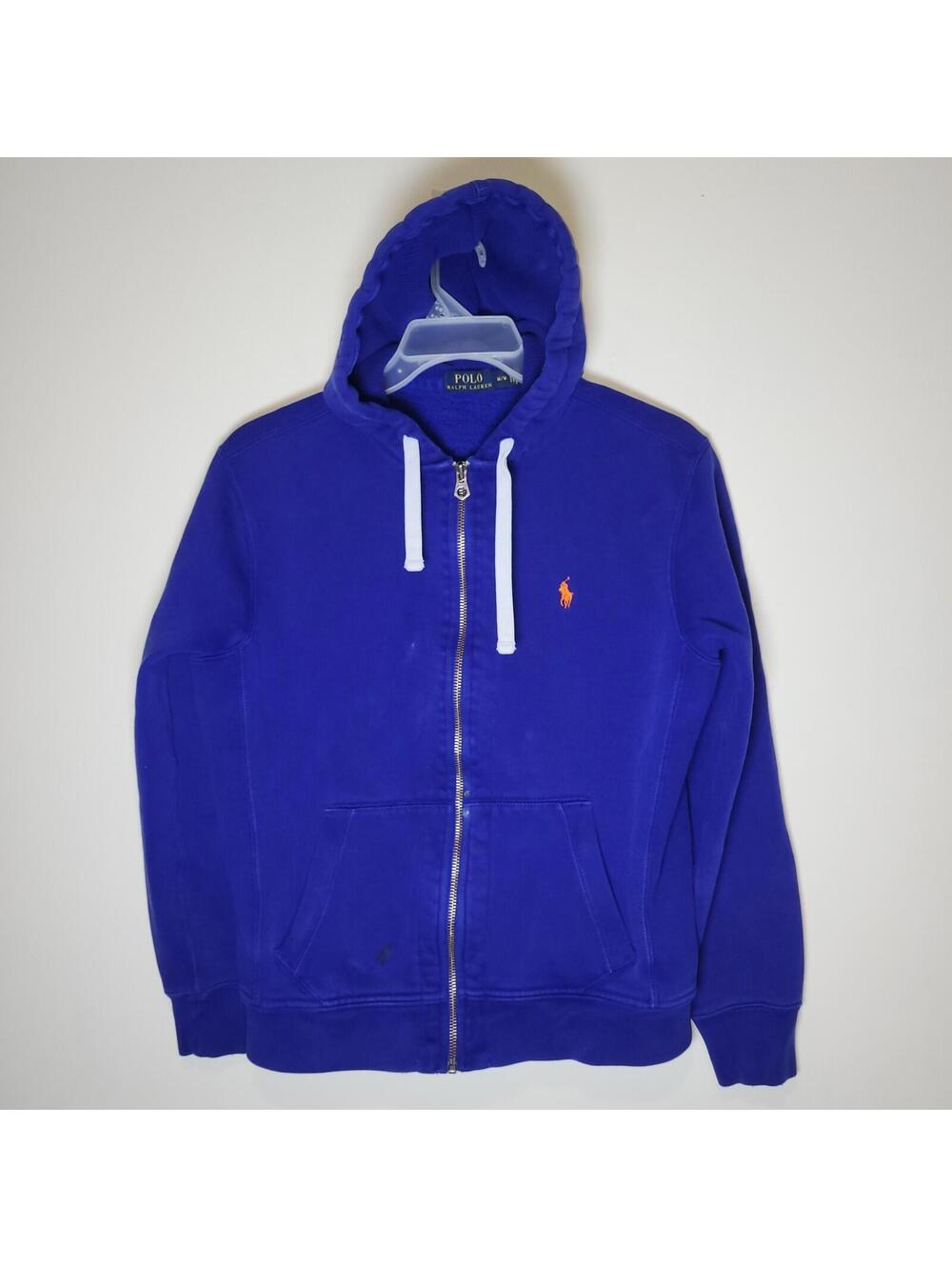Polo Ralph Lauren Hoodie Royal Blue Full Zip Hoodie Fleece Lined Adult sz M READ